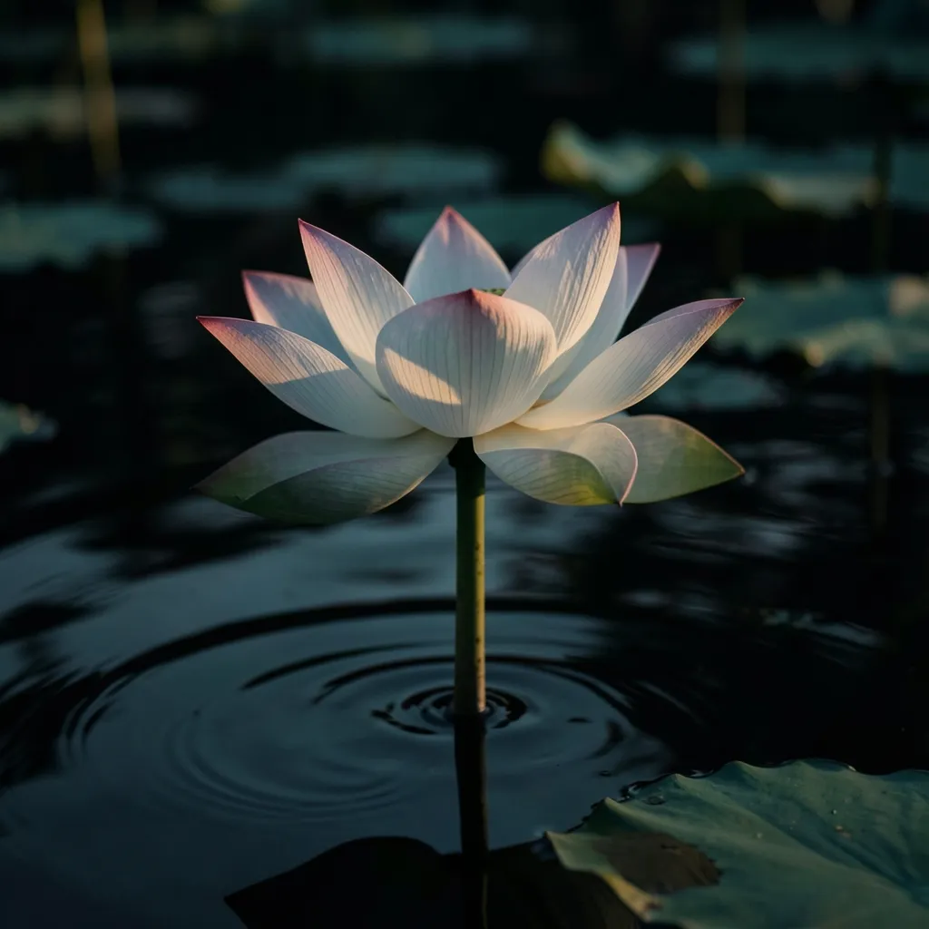 The Depth of Anuradha Nakshatra: Patience and Trust Serene lotus flower blooming in deep, dark moody water — The Depth of Anuradha Nakshatra