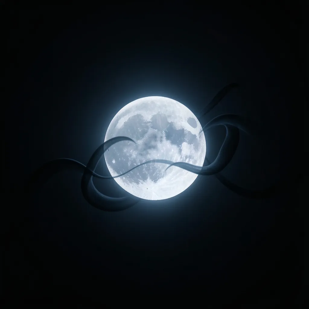 Moon in Ashlesha: A Reminder of Our Hidden Truths Serene moon in a dark sky, with a subtle, serpent-like energy — The Silent Weight of Ashlesha