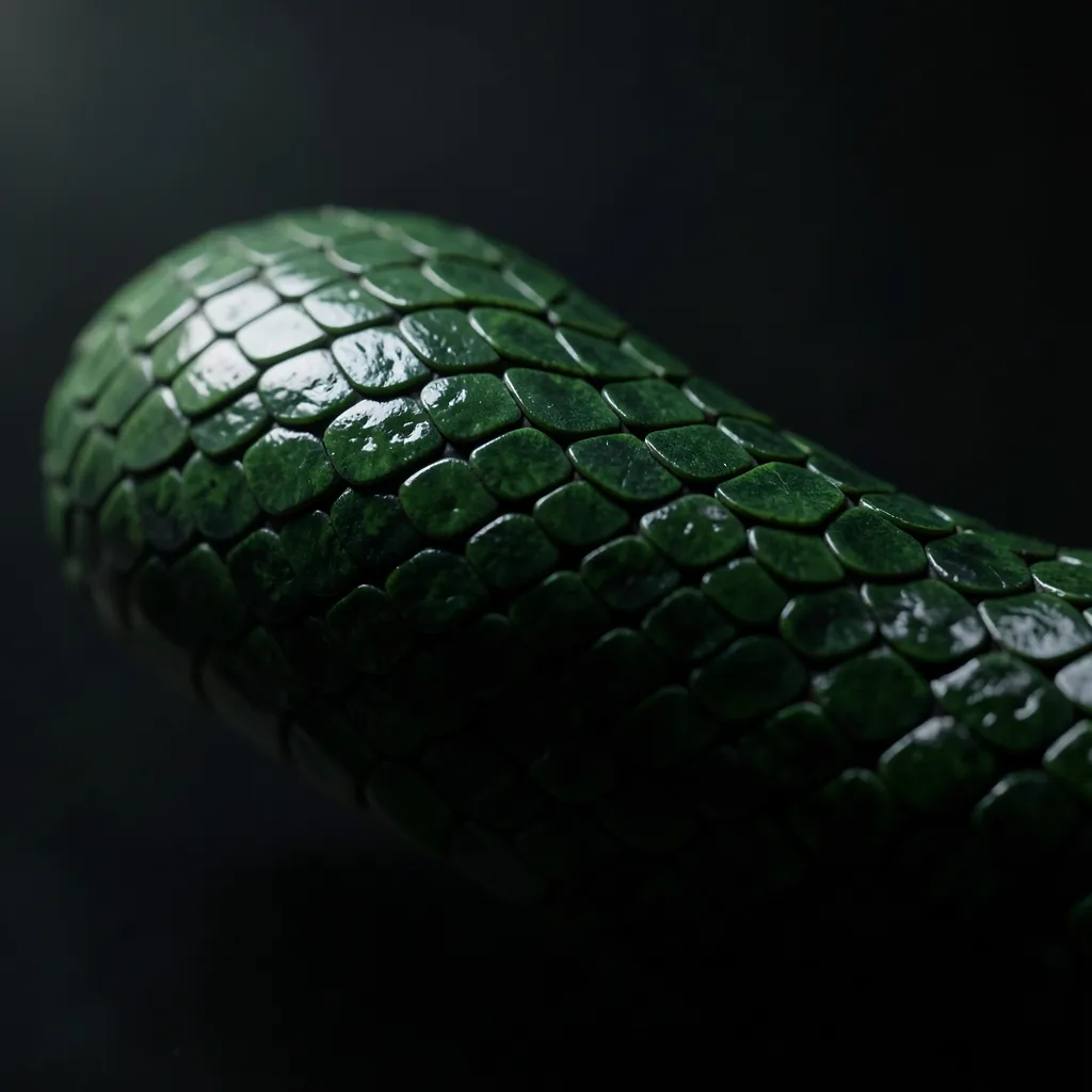 Jupiter in Ashlesha Nakshatra Transit Analysis Cinematic close-up of dark green serpent scales catching subtle morning light — Analyzing Ashlesha Nakshatra