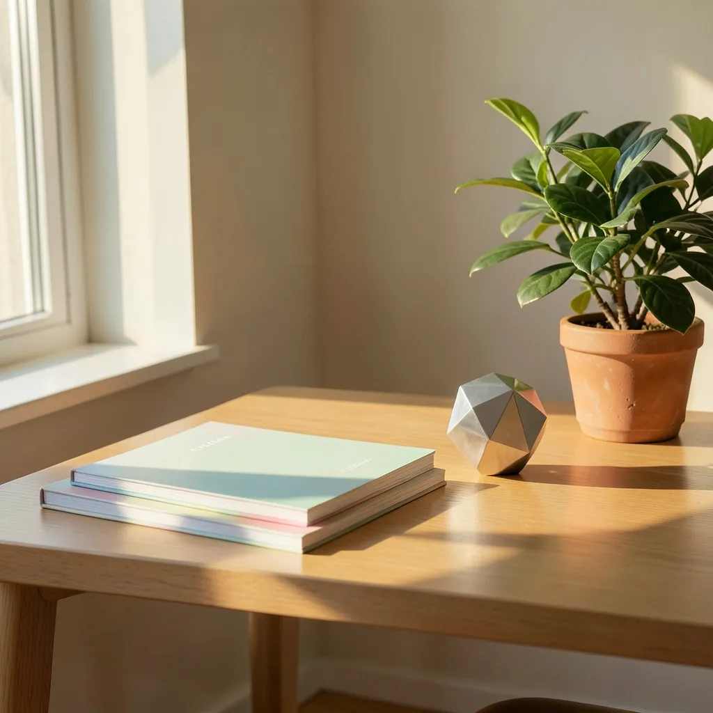 August Festive Energy & Astrological Reset Guide Tranquil, sunlit home office desk with a neat stack of planners — August Energies: Ready for some festive magic?