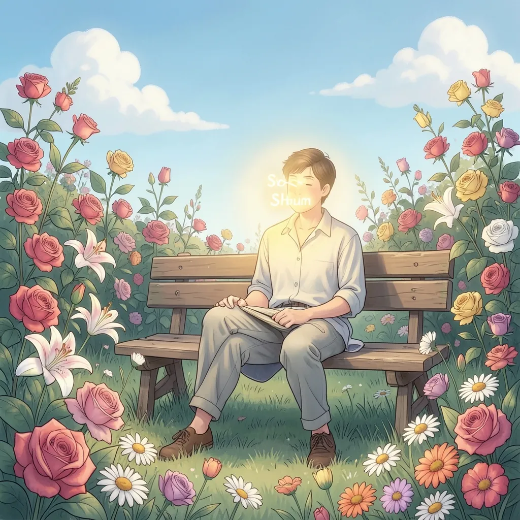 Calming the Mind Under July's Transits Soothing, calming illustration of a person sitting in a peaceful, serene garden — Calming the Mind Under July's Transits