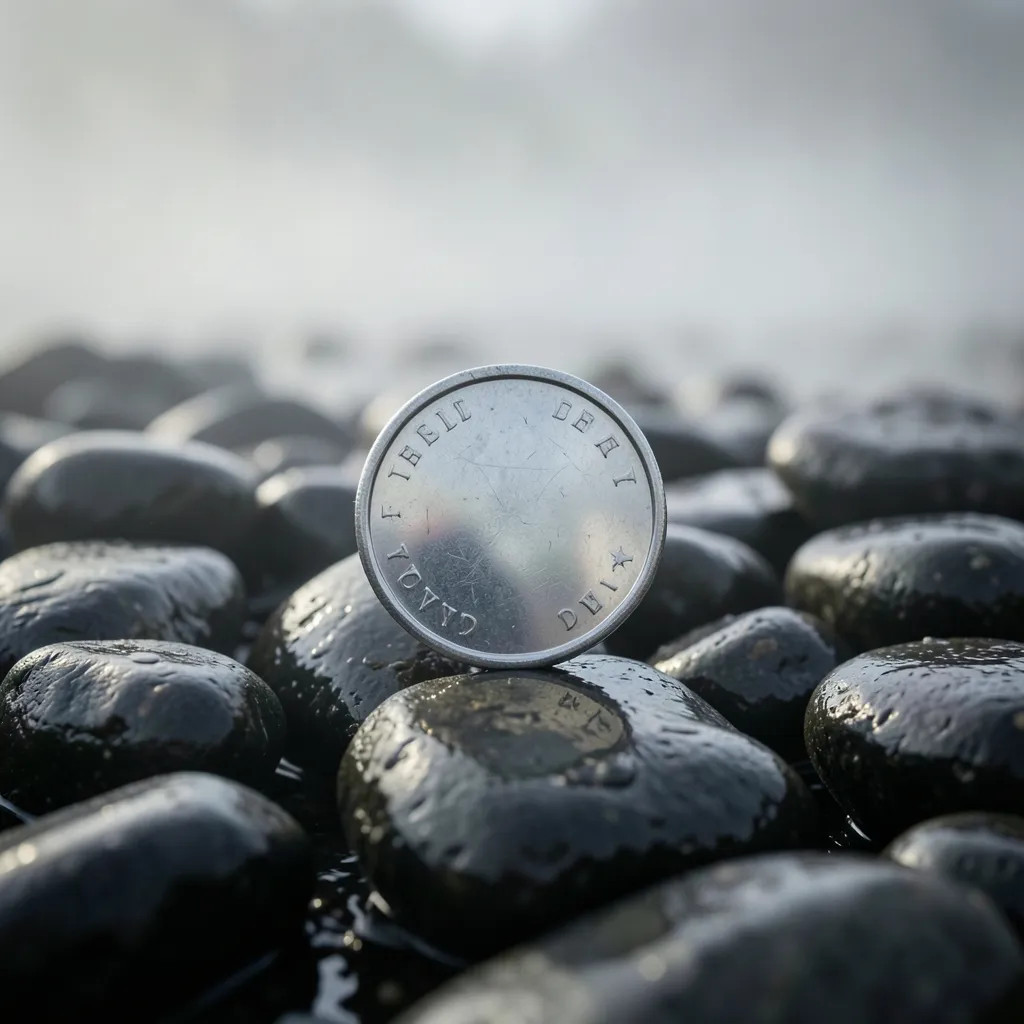 Keeping Your Cool During the Cancer Stellium Smooth silver coin resting on dark wet river stones — Keeping Your Cool During the Cancer Stellium