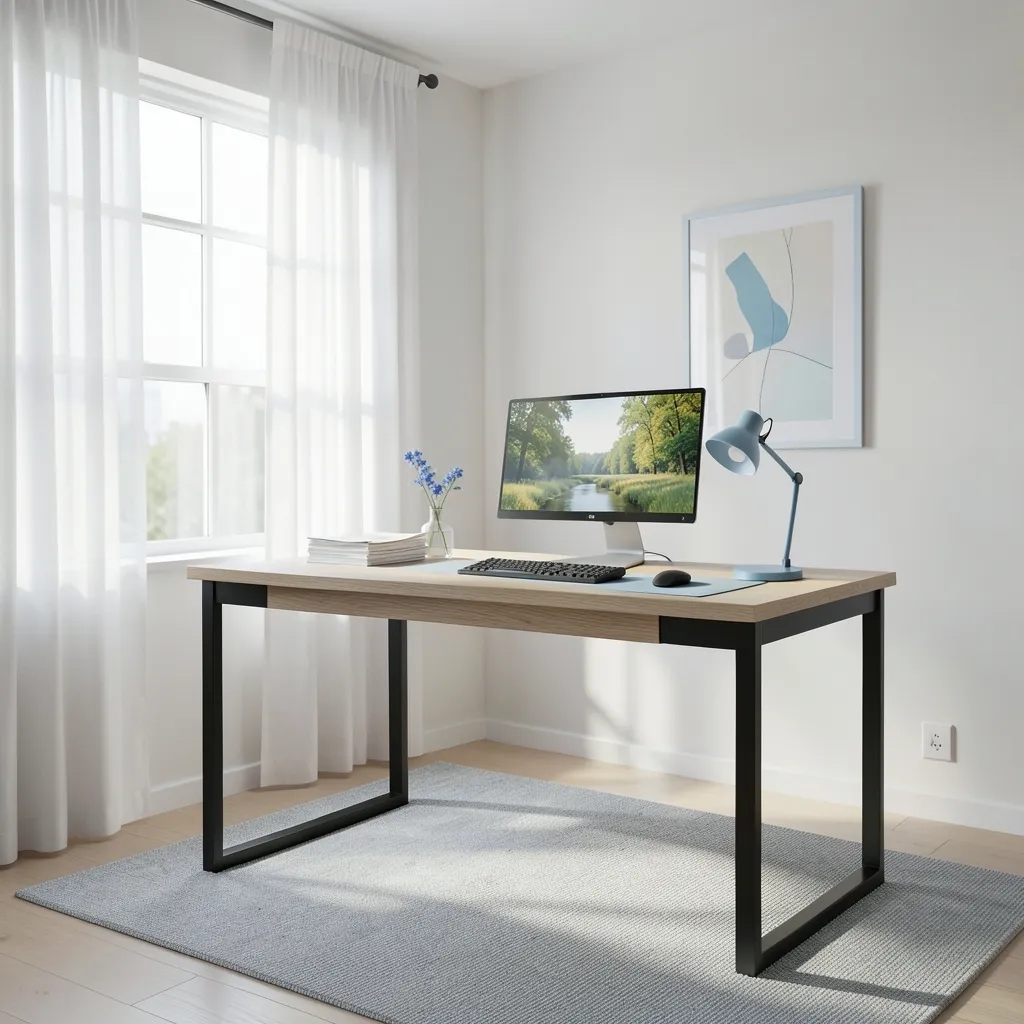 Clear Your Workspace North for Career Growth Minimalist modern home office with a clean desk, natural light from a northern window — Clear Your North for Real Growth