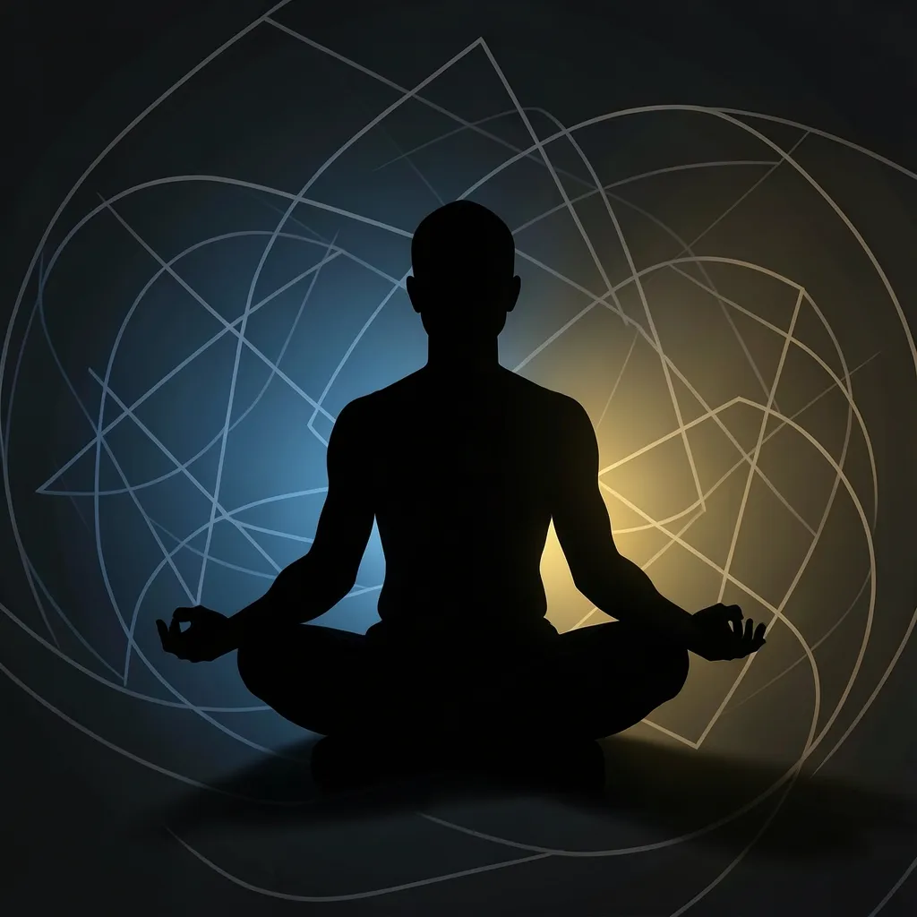 How to stay focused during Gemini transits High-contrast illustration of a human silhouette sitting in a meditative pose — Finding focus under Gemini transits