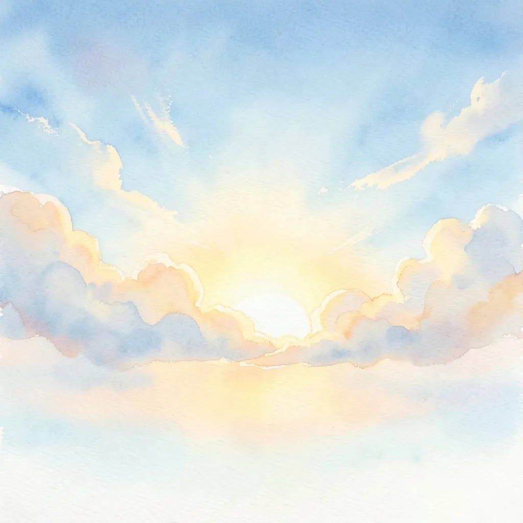 How to Use Punarvasu Energy for Relationship Healing Ethereal watercolor painting of a sunrise breaking through gentle clouds — Finding Harmony in Punarvasu