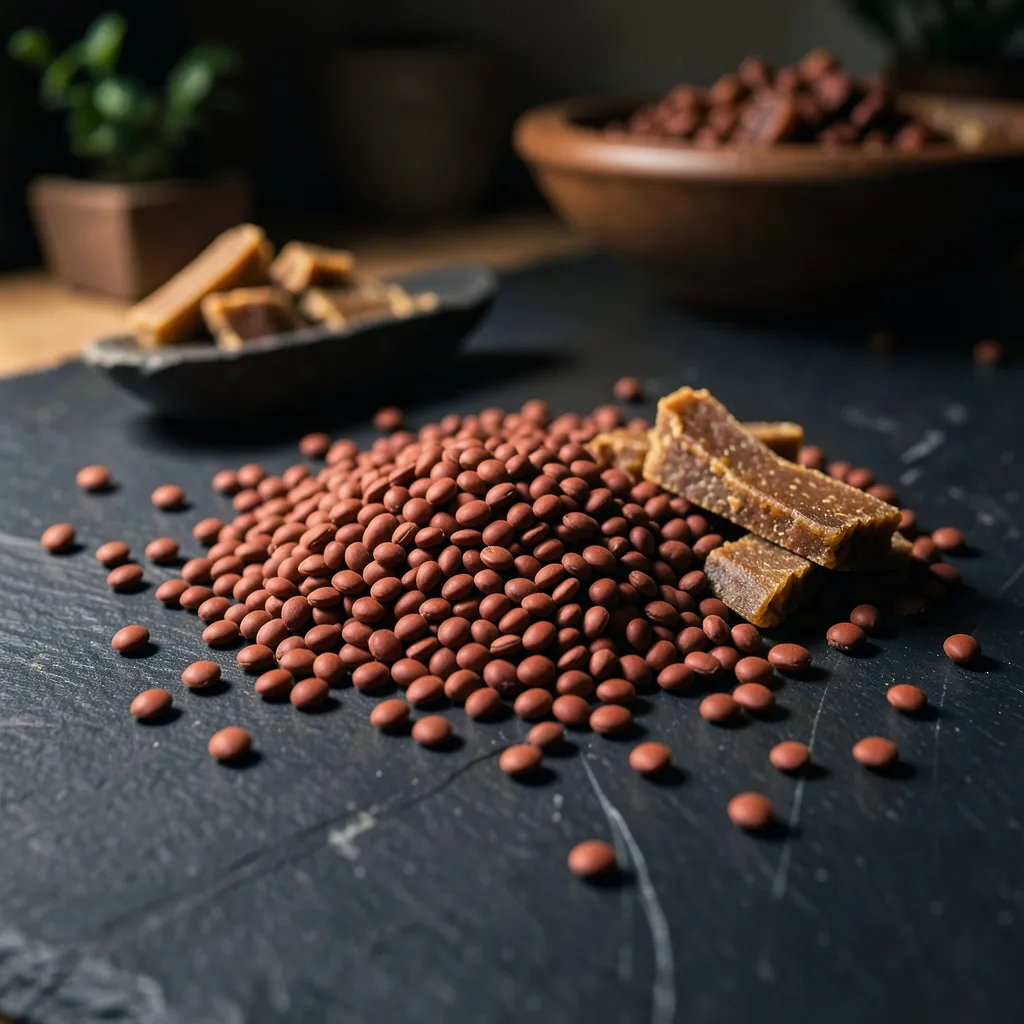 Fix Your Career Blockers During Mars in Taurus Cinematic flat lay of raw red lentils and jaggery on a dark slate surface — Fixing Your Career Blockers