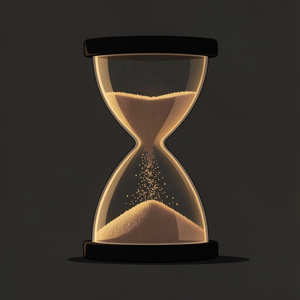 How to handle Mercury retrograde stagnation High-contrast illustration of a single hourglass with sand frozen — Gestionando la energía estancada: el poder de la pausa