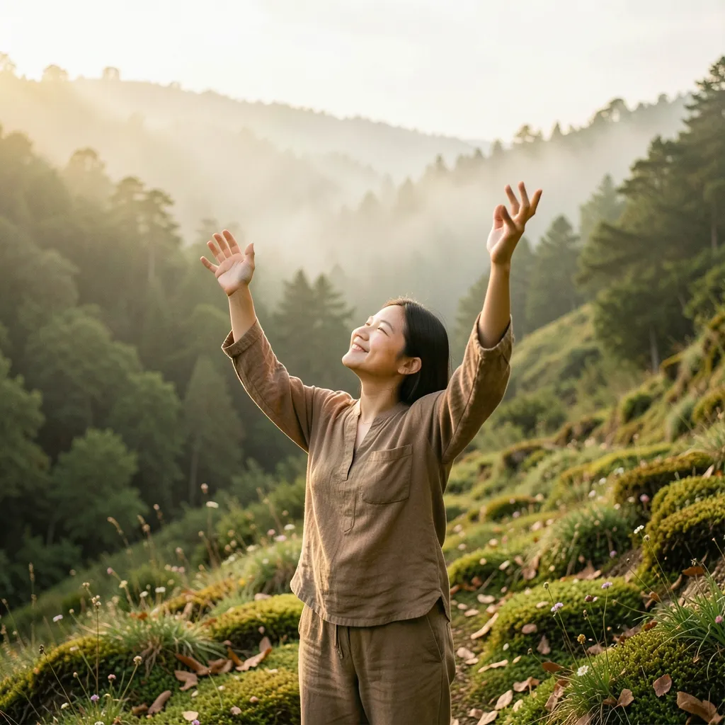 Grounding Mars in Taurus: Practical Steps for a More Frustration-Free Day Serene, earthy landscape with a person in the foreground, hands in the air — Grounding Your Mars Energy