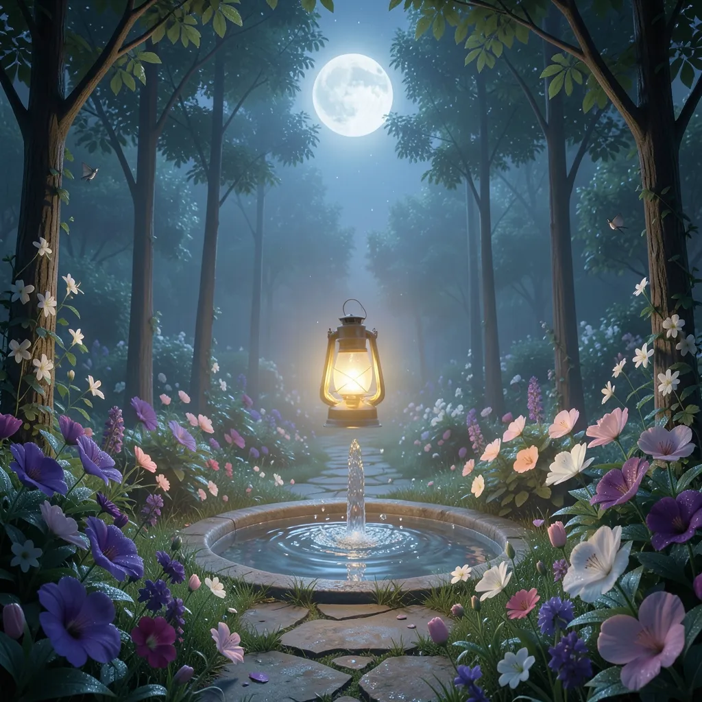 Grounding with the Moon in Pushya: Emotional Wellbeing Serene, moonlit garden with a warm, golden light — Staying Grounded with the Moon in Pushya