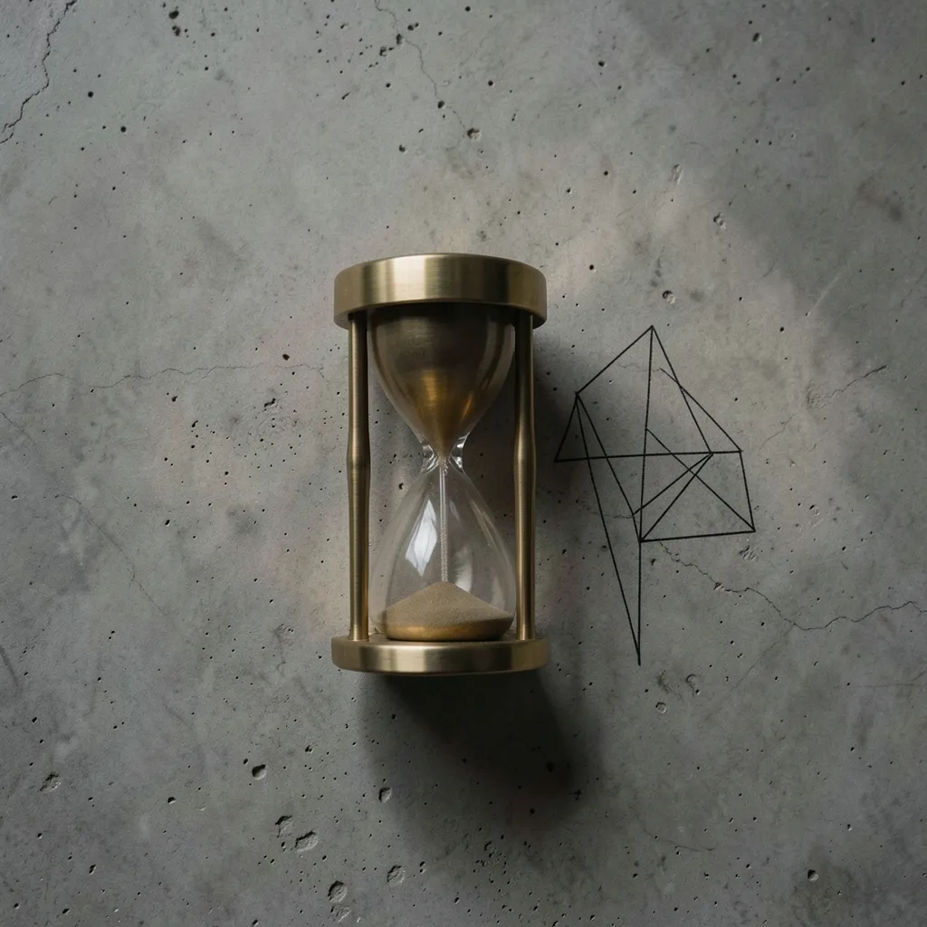 Handling the Mars-Saturn Friction in Your Chart Minimalist spiritual flat lay with a brass hourglass and a single geometric line — Handling the Mars-Saturn influence