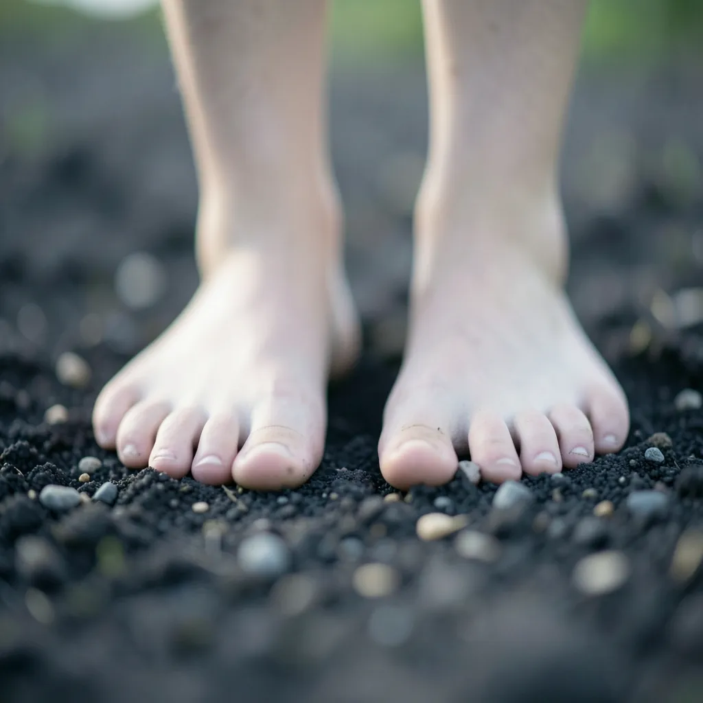 How to handle the Moon-Ketu conjunction Atmospheric shot of bare feet standing on cool, dark soil — Handling the Moon-Ketu conjunction