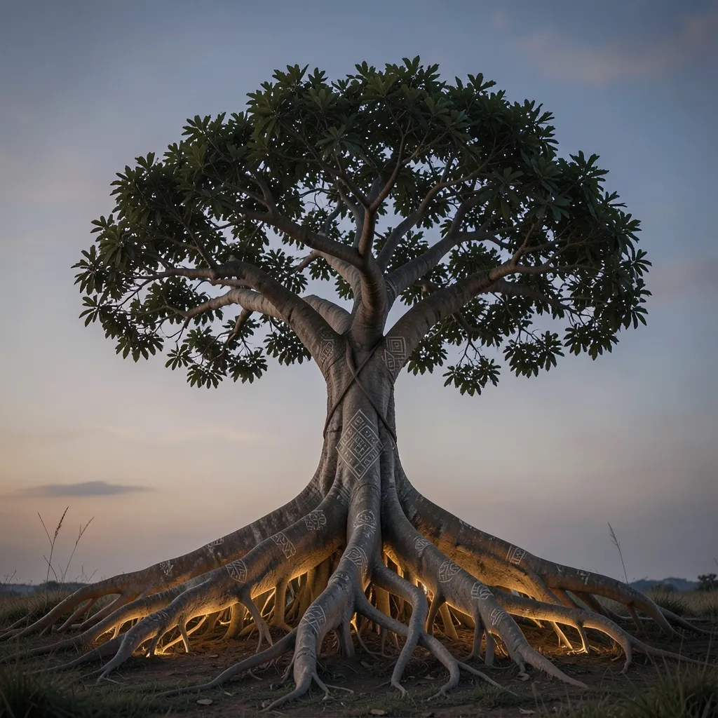 केतु और मघा नक्षत्र का रहस्य | जड़ों से जुड़ने का उपाय Solitary banyan tree with deep roots glowing under a soft twilight sky — केतु का प्रभाव और मघा नक्षत्र की जड़ें