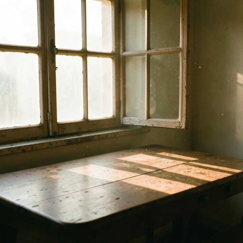 Finding Grounding Under the Magha Moon Warm golden hour light streaming through an antique window onto an old wooden table — Finding Grounding Under the Magha Moon
