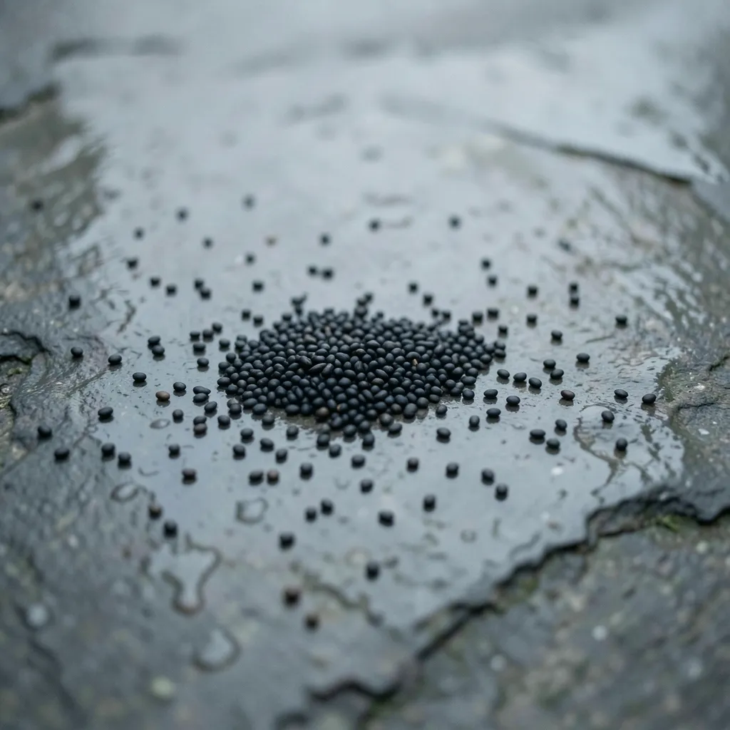 How to Handle the Heavy Saturn in Pisces Transit Black sesame seeds scattered on damp gray stone — Feeling the pressure? Let’s stabilize that Saturn transit.