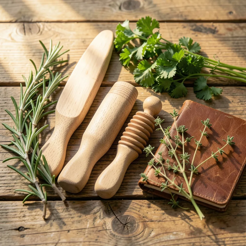 Finding Ground in Hasta Nakshatra Cinematic flat lay of clay pottery tools, fresh herbs — Finding Ground in Hasta Nakshatra