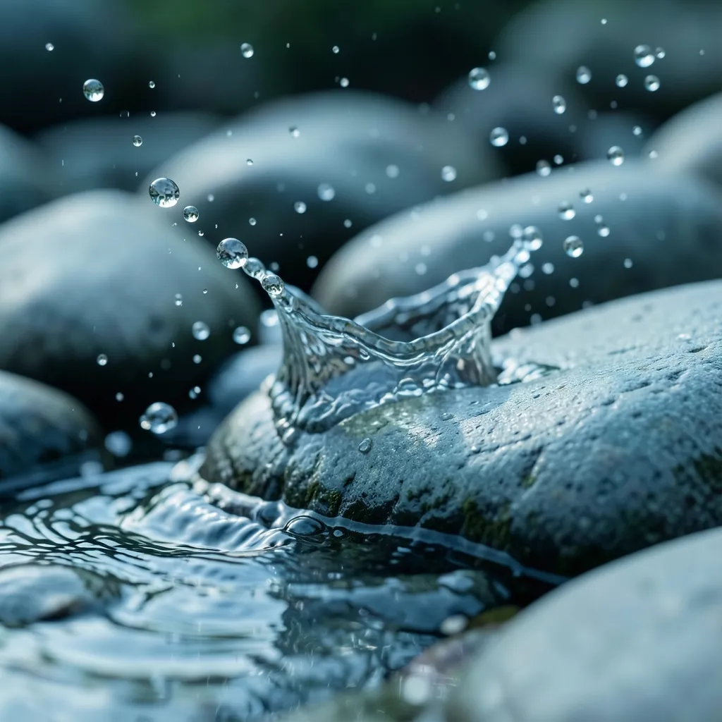 Calm Your Mind When Mercury and Jupiter Clash in Ashlesha Cool water splashing against smooth grey stones — Finding Calm When Mercury and Jupiter Clash