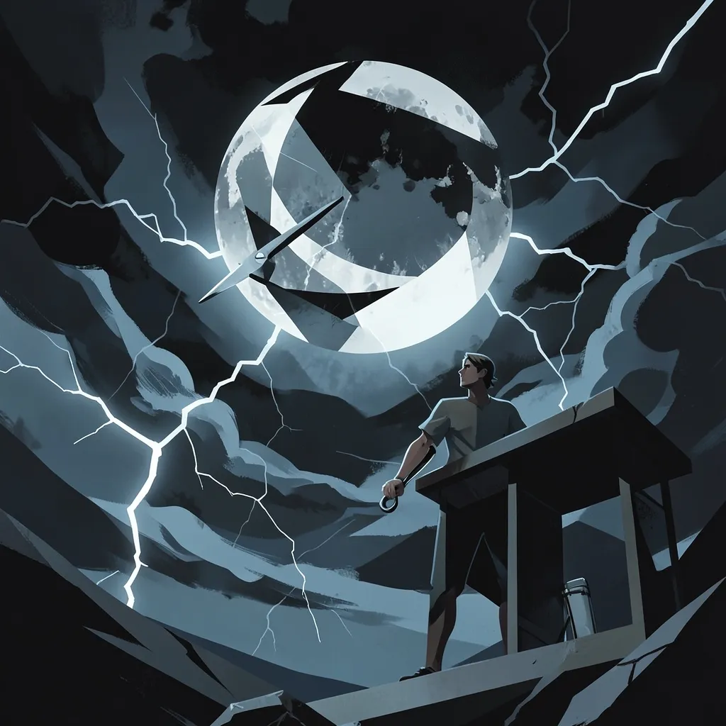 The Raw Pulse of Bharani Stark, angular illustration of the Moon in Aries — The Raw Pulse of Bharani