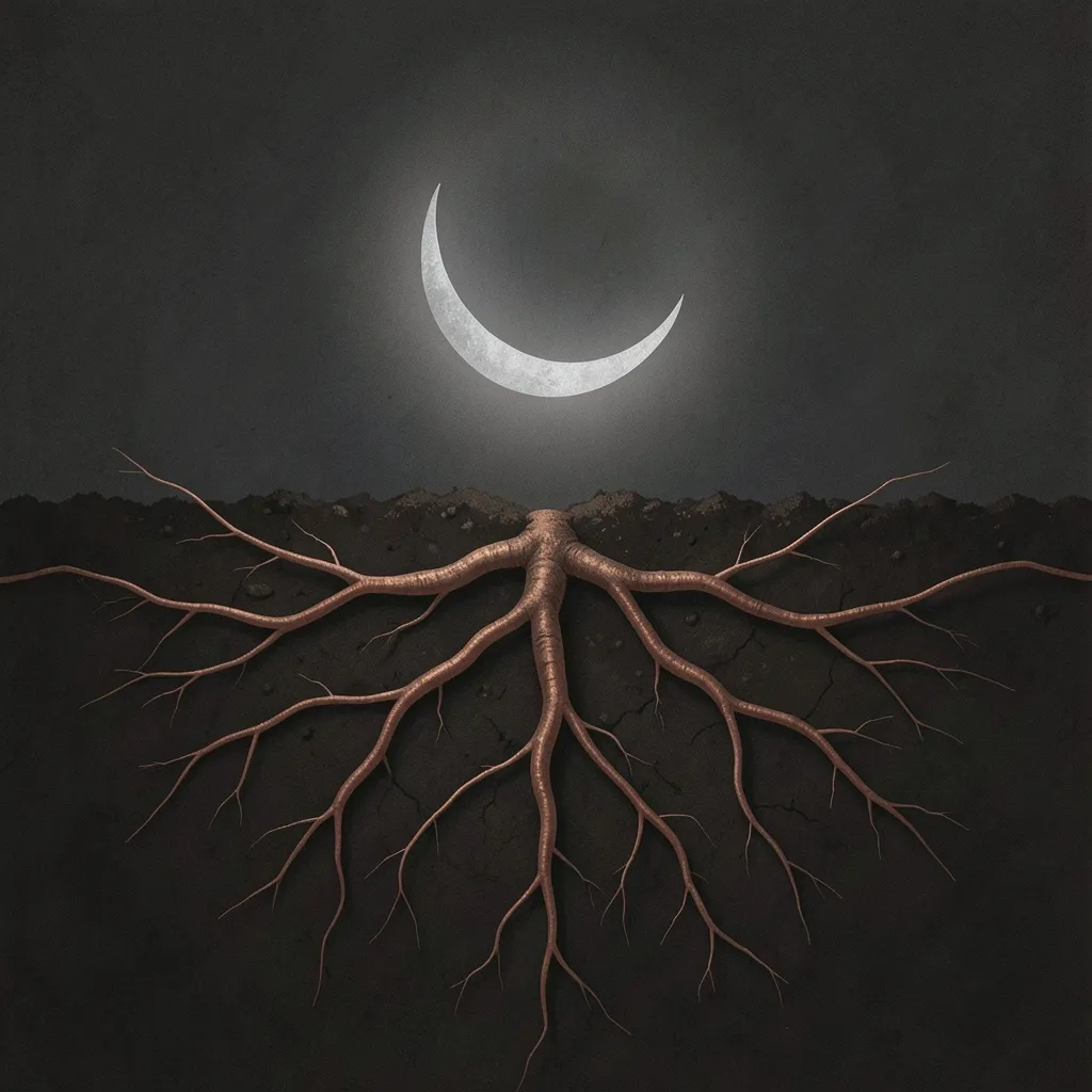 Is Mula Nakshatra Actually Destructive? Here's the Truth Roots pulling out of dark rich soil under a faint silver crescent moon — Is Mula Nakshatra really as destructive as they say?
