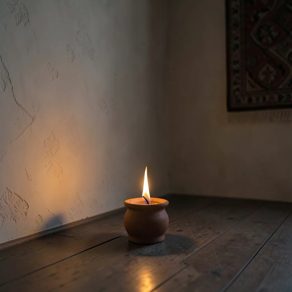 Sharad Navratri 2026: The Astrological Shift You Need to Know Quiet room at dusk with a single lit clay oil lamp on a wooden floor — Sharad Navratri Approaches