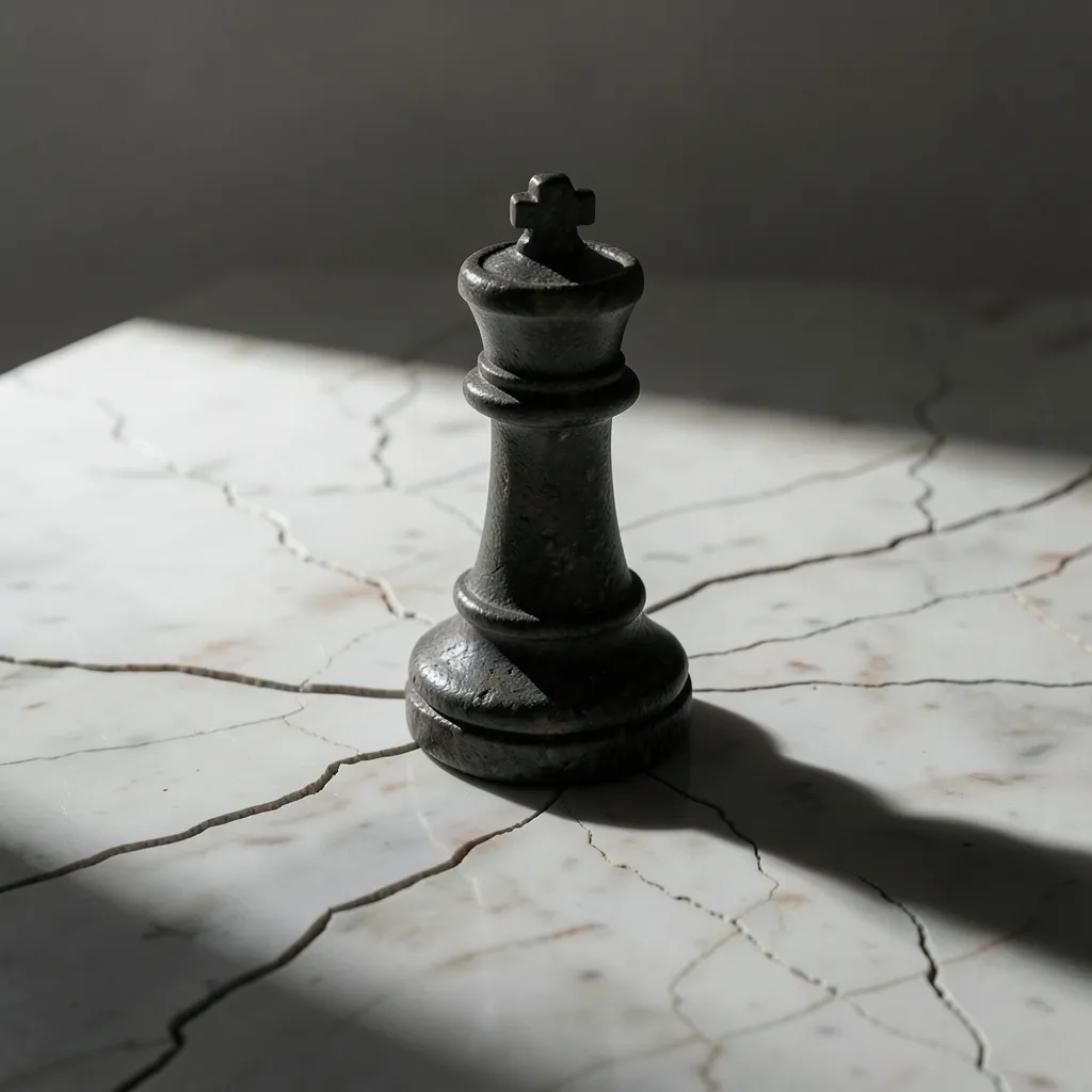 Is Neechbhanga Rajyoga a Career Myth? High-contrast conceptual illustration of a stone chess piece standing — क्या 'नीचभंग' सच में राजयोग है या बस एक ढकोसला?