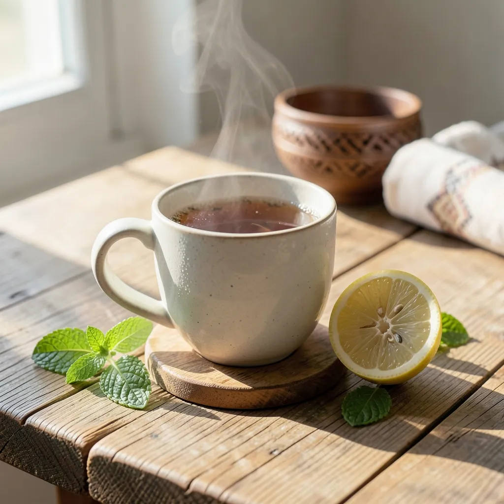 सितंबर 2026: स्वास्थ्य और दिनचर्या के जरूरी उपाय Peaceful minimalist setting with a warm cup of herbal tea — सितंबर की ऊर्जा और आपका स्वास्थ्य