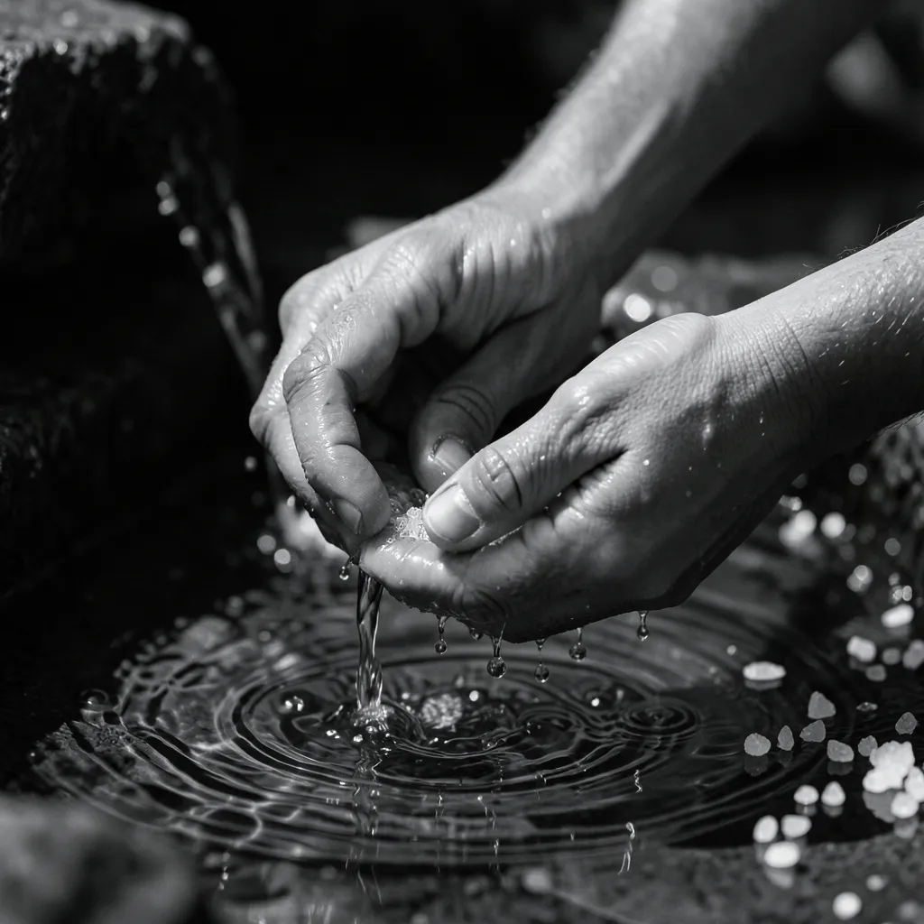 Simple Salt Remedy for Scorpio Moon Intensity & Ancestral Weight Hands gently rinsing under a stream of clean water — When the shadows get heavy
