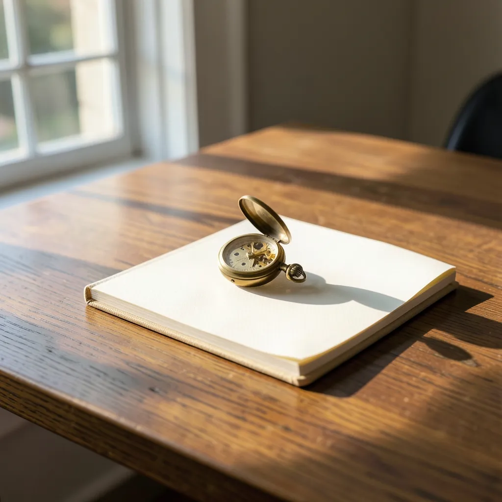 How to choose the best time for your meetings and tasks High-quality photograph of a wooden desk with a vintage brass pocket watch lying on a clean — Smart Timing for a Smooth Week