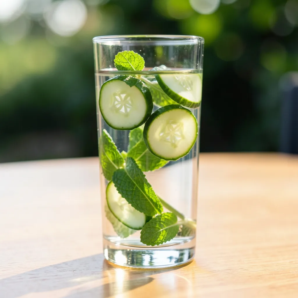 How to Stay Cool During Venus in Leo Serene, aesthetic shot of a glass of water with cucumber slices and mint floating in it — Staying Cool with Venus in Leo