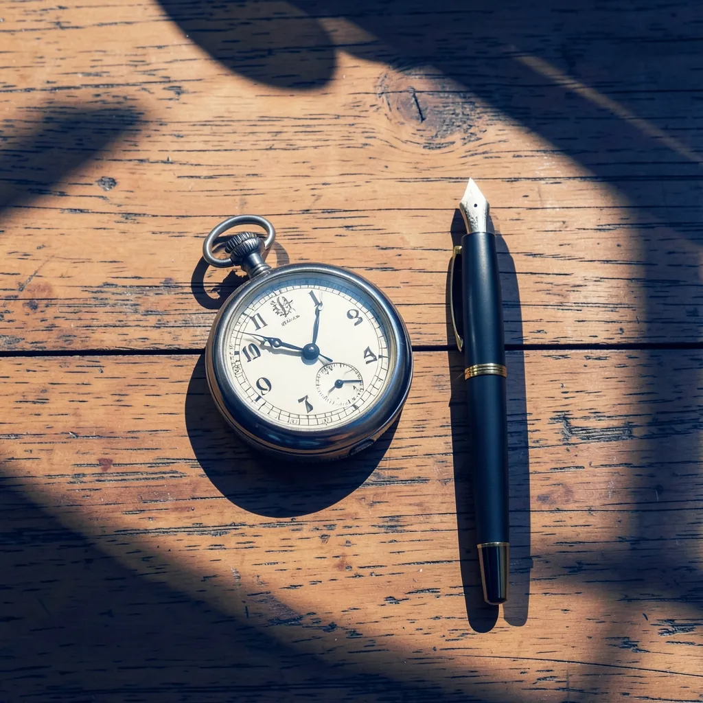 How to choose the best start time for your plans High-contrast flat-lay illustration of a vintage pocket watch resting on a wooden desk next — Stop guessing your start times