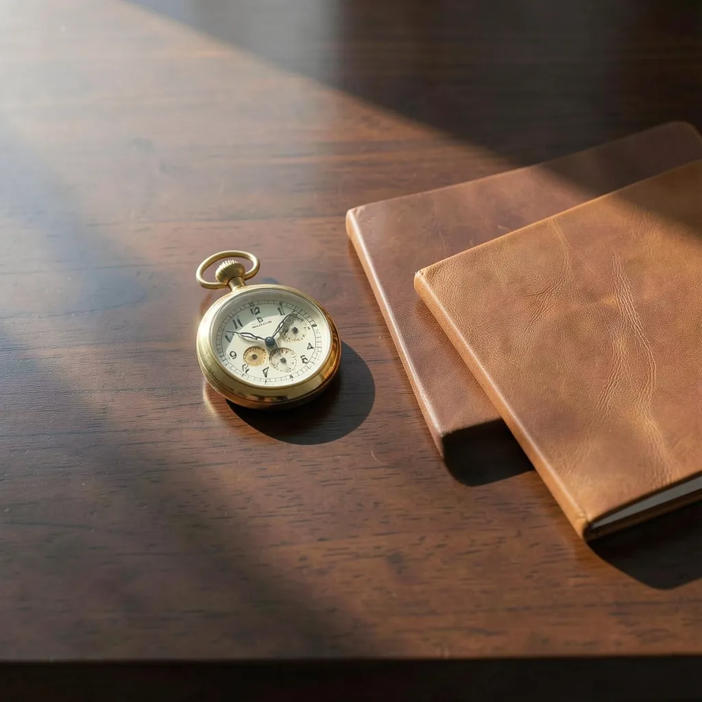 Stop Wasting Your Best Hours: Vedic Timing Tips for Career Success Minimalist flat lay of a modern desk with a gold pocket watch, a neat leather planner — Stop Wasting Your Best Hours