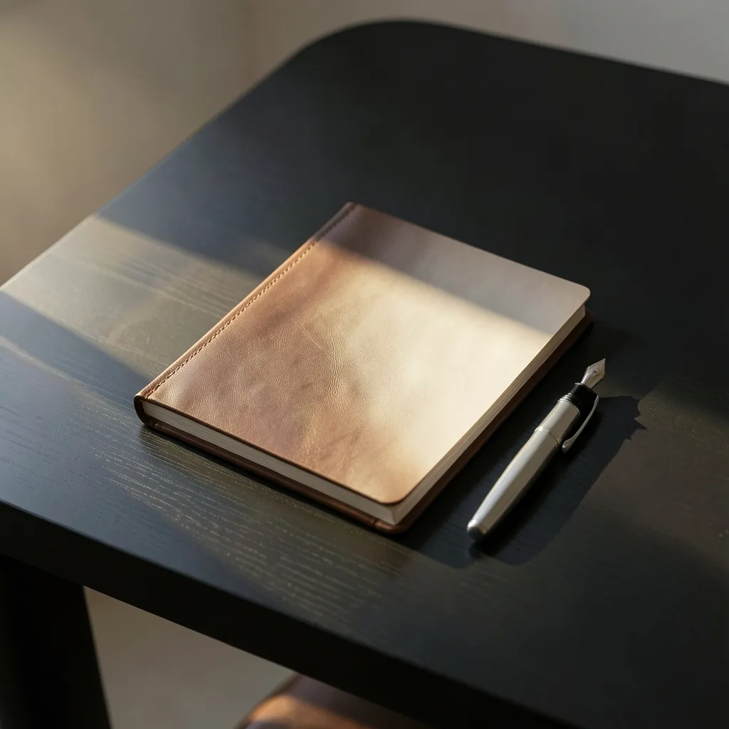 Career Strategy for August 2026: Ambition and Focus Minimalist editorial flat lay of a modern office desk with a leather notebook — Strategy for the Ambitious: August 2026