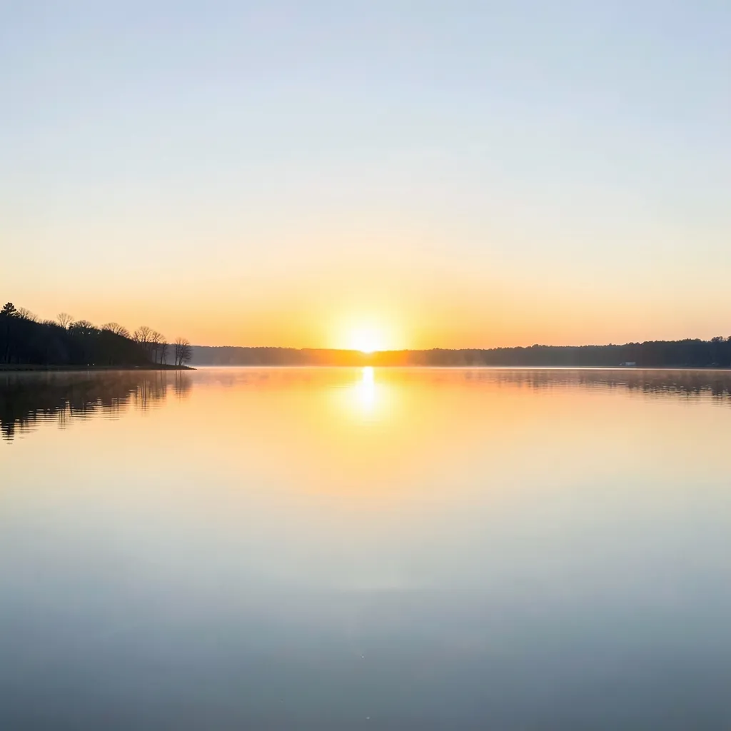 Sun in Punarvasu: The Star of Renewal Soft golden sunrise reflecting over a calm, still lake — Sun in Punarvasu: The Return of Light