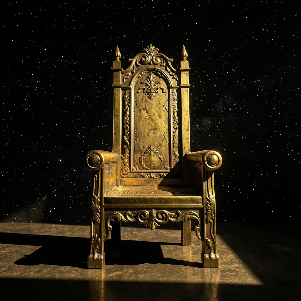 Sun and Ketu in Magha: The Power Play Cinematic 1:1 image of a solitary throne bathed in sharp — Sun and Ketu in Magha: The Power Play