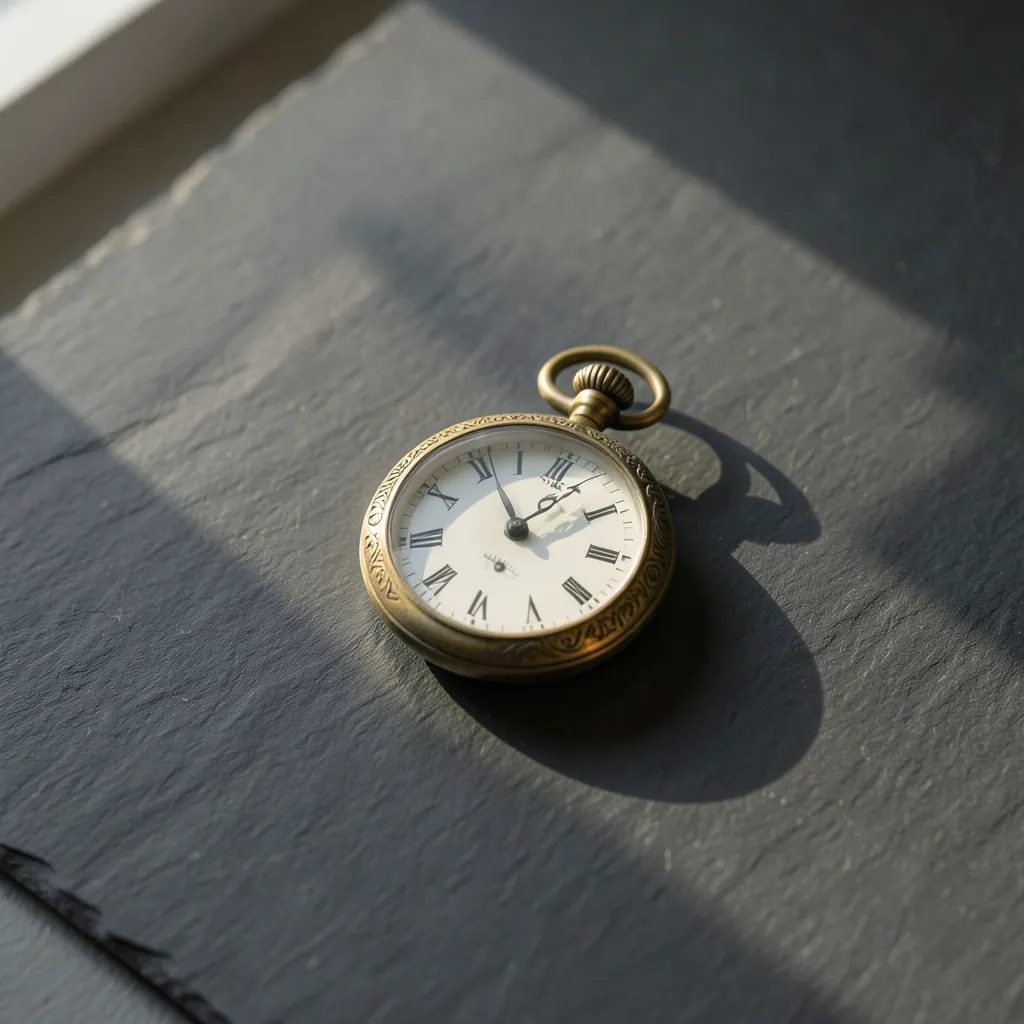 How to Time Your Big Moves This Week Using Shubh Muhurat Minimalist flat lay of a vintage pocket watch resting on a clean dark slate table — Timing Your Big Moves This Week