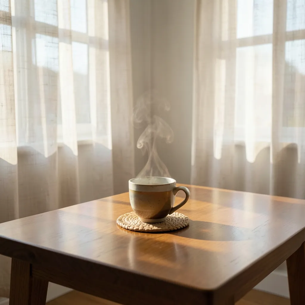 Punarvasu Nakshatra: Finding Calm and Renewal Today Serene, cozy room with soft warm morning light filtering through linen curtains — आज की ऊर्जा और चंद्रमा का प्रभाव