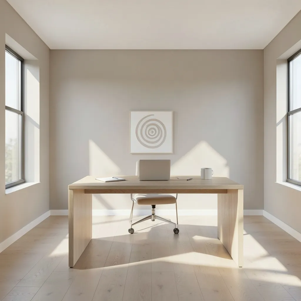 Clear Your Workspace for Productivity Serene, uncluttered workspace with a clear view of the center — Clear Your Workspace for Productivity