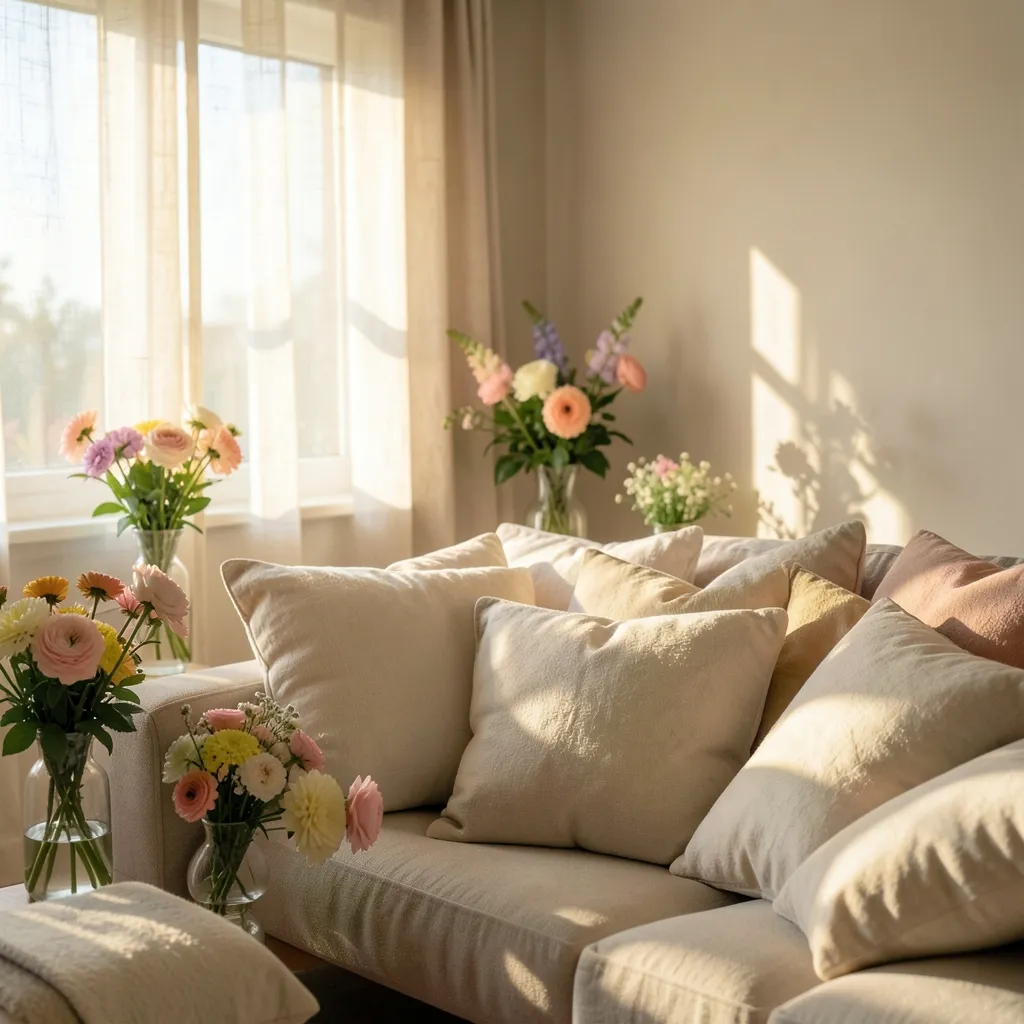 Venus in Purva Phalguni: The Sweetness of Rest and Romance Cozy room filled with soft pillows and fresh flowers — Venus in Purva Phalguni: The Sweetness of Love
