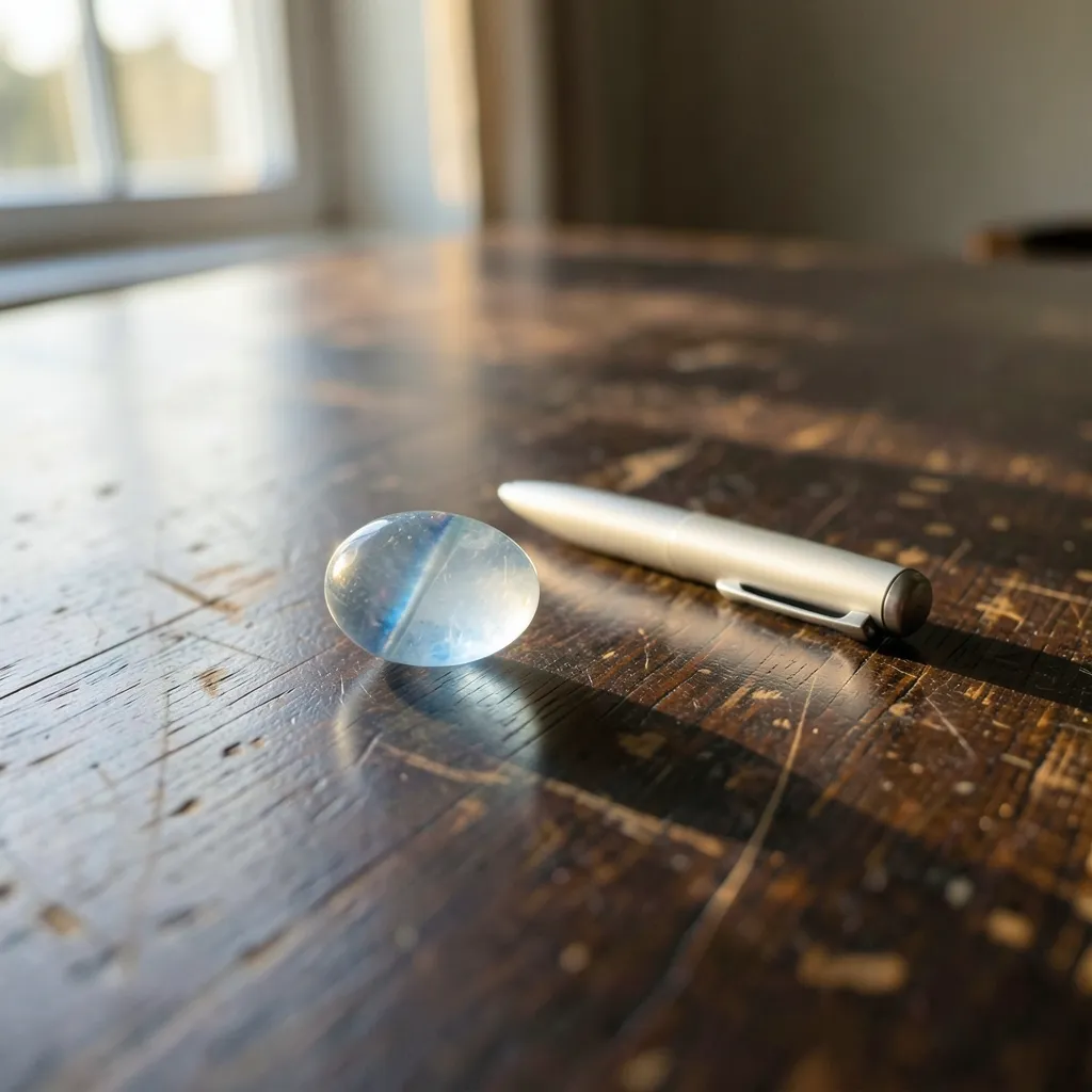 How to handle retrograde energy without the stress High-quality photograph of a single smooth moonstone resting — Working with the current energy