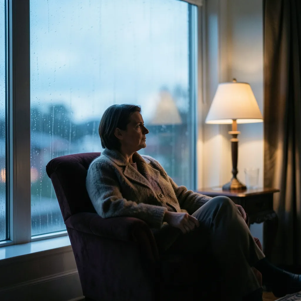 Working with the current cosmic pull: Saturn in Pisces Person sitting by a rainy window — Working with the current pull
